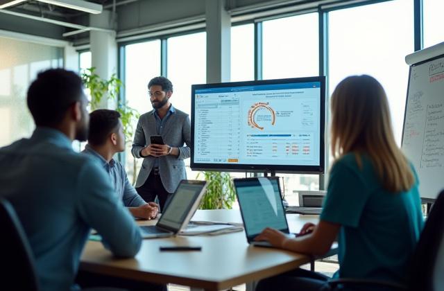 Team arbeitet zusammen an Marketingstrategie